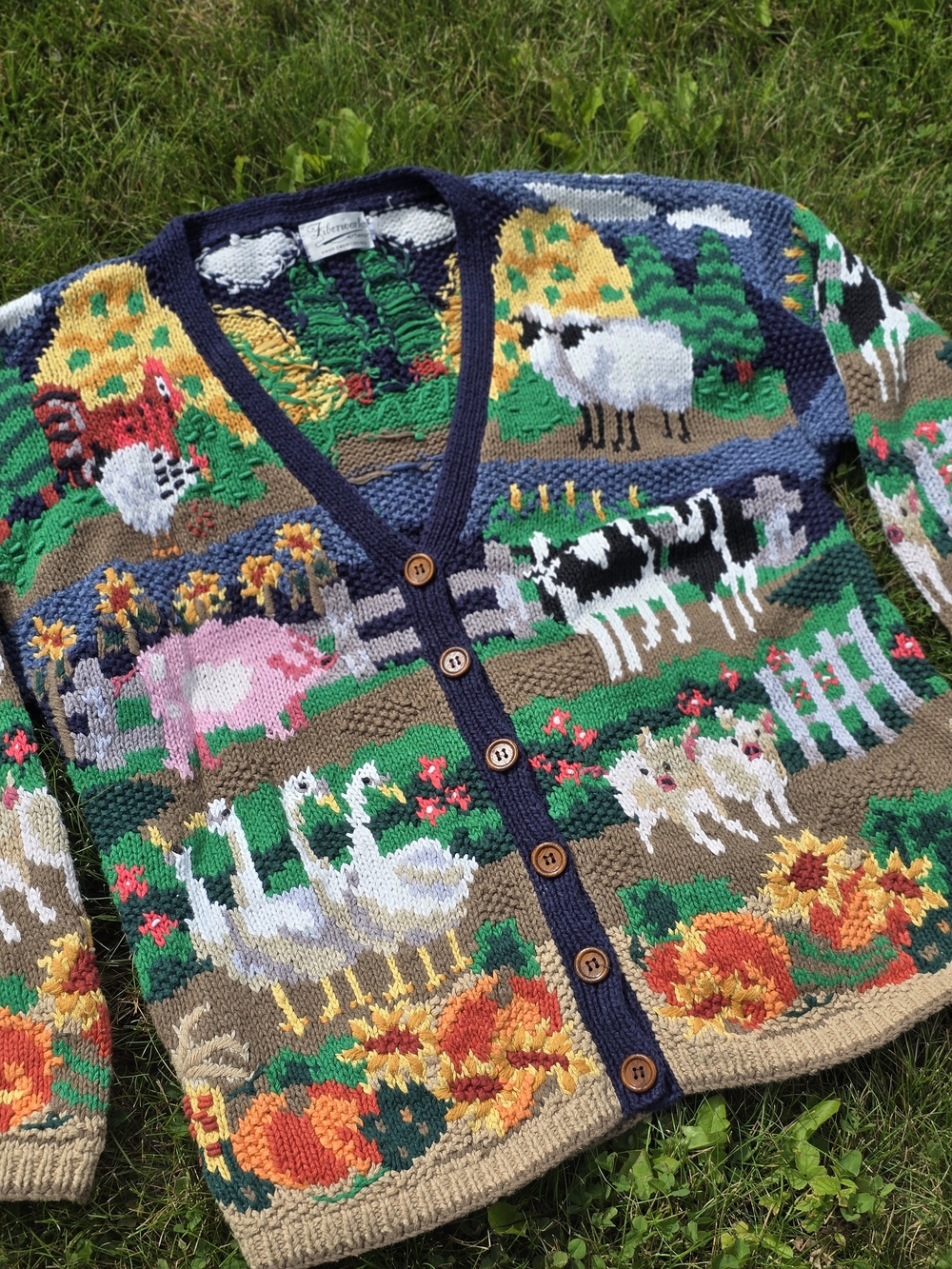 *VTG* FIBERWORKS ARTWEAR Fall Farm Sweater, Vintage Cow Sweater
